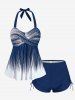 Plus Size Halter Backless Empire Waist Modest Boyshorts Tankini Swimsuit -  