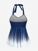 Tankini Rembourré à Dos Nu à Col Halter Grande Taille - Bleu profond 5X