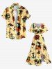 Plus Size Skulls Rose Flower Anchor Eagle Lady Print Split Hawaii Midi Dress -  