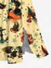 Robe D'été Mi-longue Grande Taille Imprimée de Rose et de Crâne - café lumière 3X