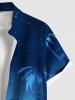 Plus Size Coconut Tree Ombre Galaxy Print Buttons Pocket Hawaii Shirt For Men -  