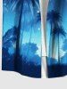 Plus Size Coconut Tree Ombre Galaxy Print Buttons Pocket Hawaii Shirt For Men -  