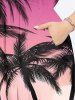 Plus Size Coconut Tree Sun Ombre Light Beam 3D Print Split Hawaii Midi Dress -  