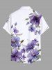 Plus Size Flowers Leaf Print Buttons Pocket Hawaii Shirt For Men -  