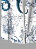 Plus Size Octopus Mermaid Boat Cruise Print Buttons Pocket Hawaii Shirt For Men -  