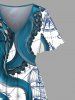Plus Size Octopus Mermaid Boat Cruise Print Split Hawaii Midi Dress -  