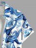 Plus Size Octopus Starfish Shell Print Buttons Pocket Hawaii Shirt For Men - Bleu clair 5XL