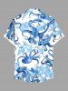 Plus Size Octopus Starfish Shell Print Buttons Pocket Hawaii Shirt For Men - Bleu clair 5XL