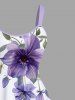 Plus Size Flowers Leaf Print Hawaii Tank Dress -  