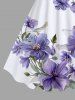 Plus Size Flowers Leaf Print Hawaii Tank Dress -  
