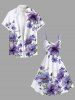Plus Size Flowers Leaf Print Hawaii Tank Dress -  