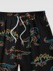 Plus Size Stick Figure Dinosaur Print Hawaii Beach Shorts For Men -  