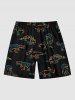 Plus Size Stick Figure Dinosaur Print Hawaii Beach Shorts For Men -  