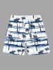 Plus Size Coconut Tree Sea Waves Tie Dye Print Hawaii Beach Shorts For Men -  