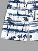 Plus Size Coconut Tree Sea Waves Tie Dye Print Hawaii Beach Shorts For Men -  