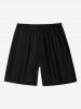 Plus Size Floral Branch Butterfly Print Hawaii Drawstring Beach Shorts For Men -  
