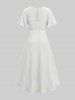 Robe grande taille à volants et dos ajouré, imprimé fleurs en porcelaine bleue et blanche - Blanc 4X | US 26-28
