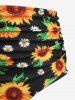 Maillot de Bain Tankini Péplum à Bretelle Réglable Tournesol Imprimé de Grande Taille - Jaune 5X