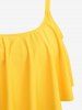 Maillot de Bain Tankini Péplum à Bretelle Réglable Tournesol Imprimé de Grande Taille - Jaune 5X