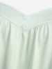 Plus Size Floral Leaf Print Mock Buttons Patchwork 2 in 1 Top -  