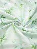 Plus Size Floral Leaf Print Mock Buttons Patchwork 2 in 1 Top -  