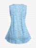 Plus Size Floral Branch Textured Printed Casual Tank Top -  