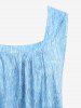 Plus Size Floral Branch Textured Printed Casual Tank Top -  