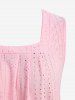 Plus Size Jacquard Hollow Out Ruched Tank Top -  