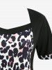 Plus Size Leopard Print 2 In 1 Dress -  
