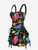 Colorful Octopus Jellyfish Seahorse Coral Fish Print Hawaii Sea Creatures Lace Up A Line Tank Dress -  