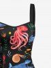 Colorful Octopus Jellyfish Seahorse Coral Fish Print Hawaii Sea Creatures Lace Up A Line Tank Dress -  