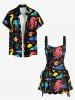Colorful Octopus Jellyfish Seahorse Coral Fish Print Hawaii Sea Creatures Lace Up A Line Tank Dress -  