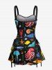 Colorful Octopus Jellyfish Seahorse Coral Fish Print Hawaii Sea Creatures Lace Up A Line Tank Dress -  