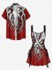 Robe Débardeur Linge A Pieuvre Imprimée à Lacets - Rouge XL