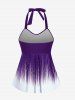 Plus Size Halter Backless Empire Waist Modest Boyshorts Tankini Swimsuit -  