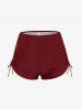 Tankini Rembourré à Dos Nu à Col Halter Grande Taille - Rouge foncé 2X