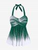 Plus Size Halter Backless Empire Waist Modest Boyshorts Tankini Swimsuit -  