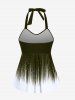 Maillot de bain tankini grande taille, dos nu, taille empire, shorty couvrant, style dos nu et dos nageur. - Vert profond 2X