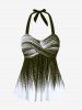 Maillot de bain tankini grande taille, dos nu, taille empire, shorty couvrant, style dos nu et dos nageur. - Vert profond 2X