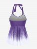 Plus Size Halter Backless Empire Waist Modest Boyshorts Tankini Swimsuit -  