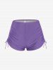Plus Size Halter Backless Empire Waist Modest Boyshorts Tankini Swimsuit -  