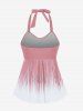 Plus Size Halter Backless Empire Waist Modest Boyshorts Tankini Swimsuit -  