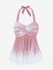 Plus Size Halter Backless Empire Waist Modest Boyshorts Tankini Swimsuit -  