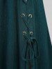 Plus Size Lace Up Grommets Split Ruffles Sleeve Square Neck Dress -  