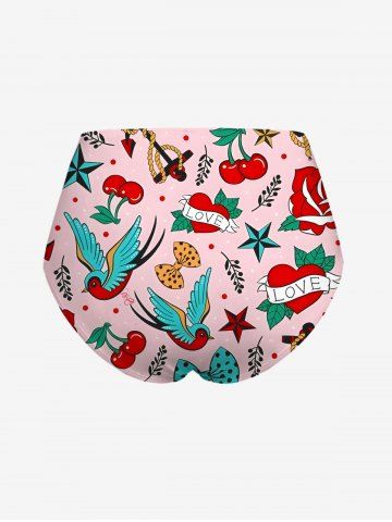 Bird Cherry Heart Anchor Bowknot Cruise Print Hawaii Swim Bottom