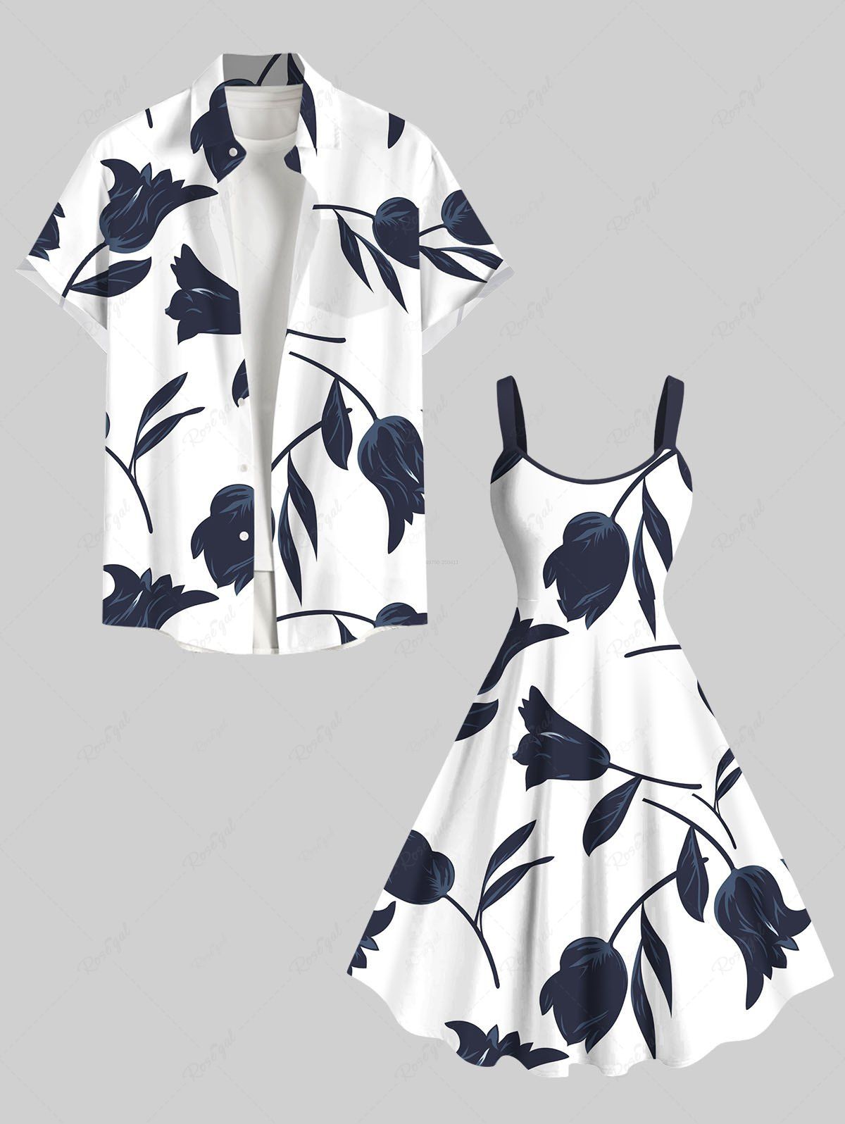 Costume de Plage Grande Taille Imprimé à Fleurs et Feuilles Assorti Blanc 