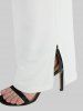 Ribbed Solid Crisscross Surplice Handkerchief Top and Buttons Slant Pockets Split Wide Leg Pants Plus Size Outfit -  