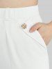 Ribbed Solid Crisscross Surplice Handkerchief Top and Buttons Slant Pockets Split Wide Leg Pants Plus Size Outfit -  