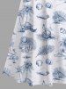 Tenue de Plage pour Couple en Forme de Cocotiers et Feuilles Tropicales Grande-Taille - Blanc 