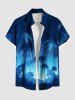Tenue de Plage Grande Taille Imprimé Cocotiers et Galaxie Assortis pour Couples - Bleu Ciel 